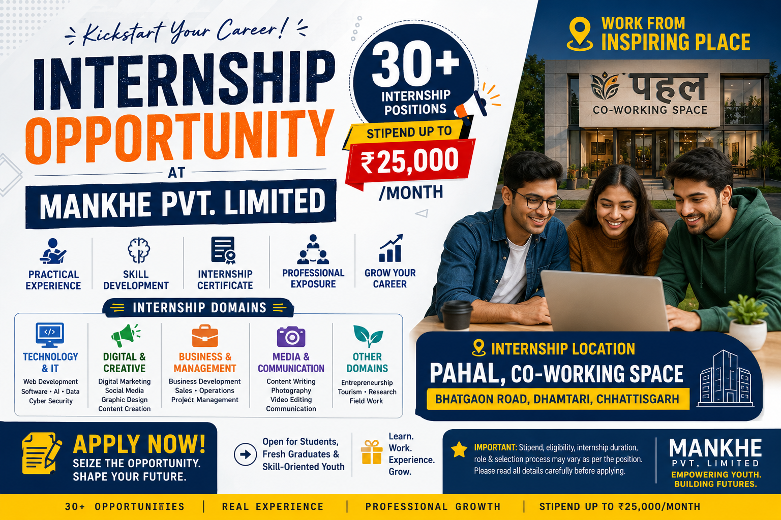 30+ Internship Opportunities in Dhamtari | Stipend Up to ₹25,000